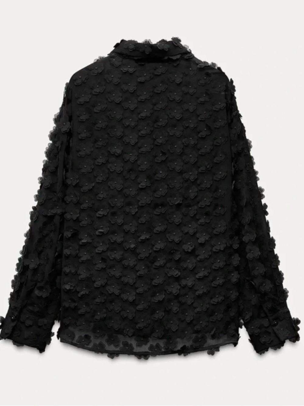 NWT Zara RARE & Retired HTF Black Floral Appliqué Button-Front Shirt Stunning! - Picture 3 of 11